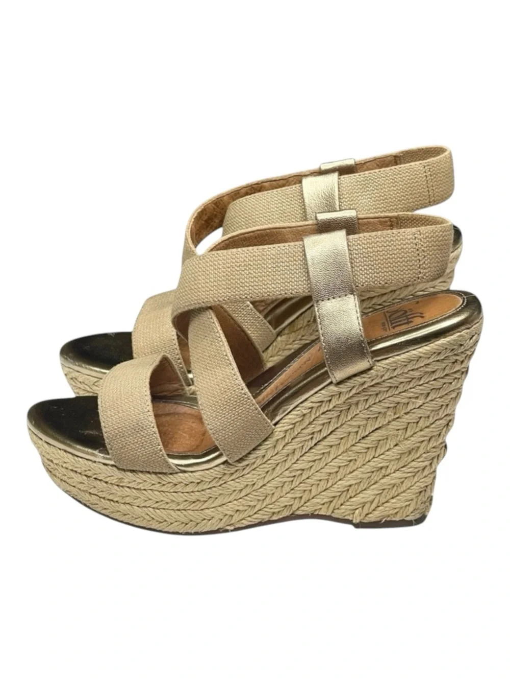 Sofft  Perla Wedge Slingbacks Espadrilles Sandals  Truffle Metallic Gold  6.5